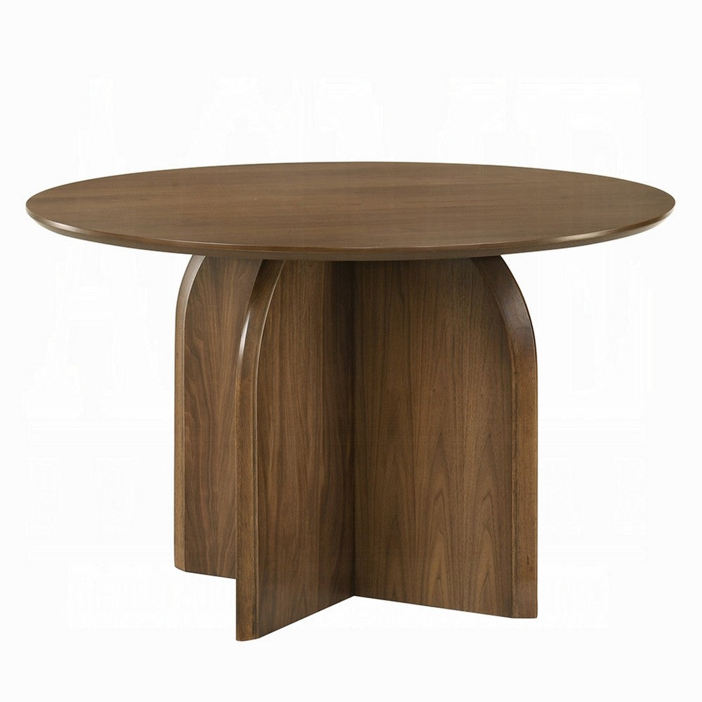Dio Dining Table, 47 Inch Top, Cross Pedestal Base, Dark Walnut Brown - BM351857