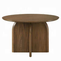 Dio Dining Table, 47 Inch Top, Cross Pedestal Base, Dark Walnut Brown - BM351857