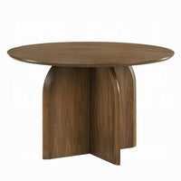 Dio Dining Table, 47 Inch Top, Cross Pedestal Base, Dark Walnut Brown - BM351857