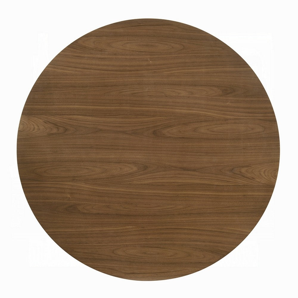 Dio Dining Table, 47 Inch Top, Cross Pedestal Base, Dark Walnut Brown - BM351857
