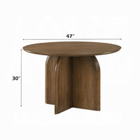 Dio Dining Table, 47 Inch Top, Cross Pedestal Base, Dark Walnut Brown - BM351857