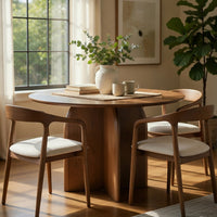 Dio Dining Table, 47 Inch Top, Cross Pedestal Base, Dark Walnut Brown - BM351857
