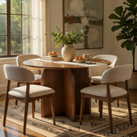 Dio Dining Table, 47 Inch Top, Cross Pedestal Base, Dark Walnut Brown - BM351857