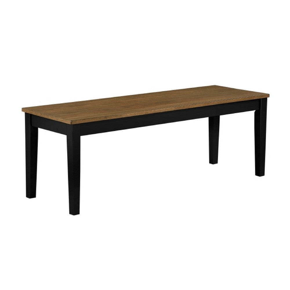 Teny Dining Bench, 48 Inch Wide Brown Seat, Black Wood Frame - BM351863