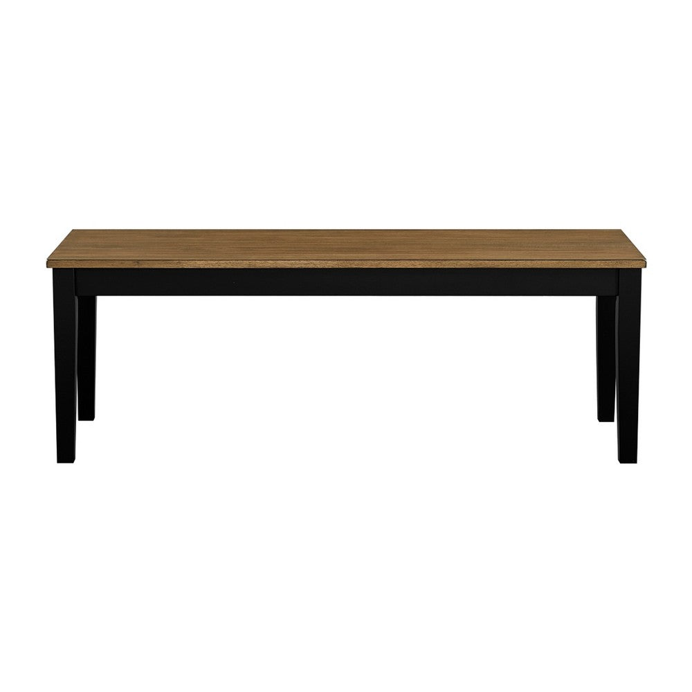 Teny Dining Bench, 48 Inch Wide Brown Seat, Black Wood Frame - BM351863