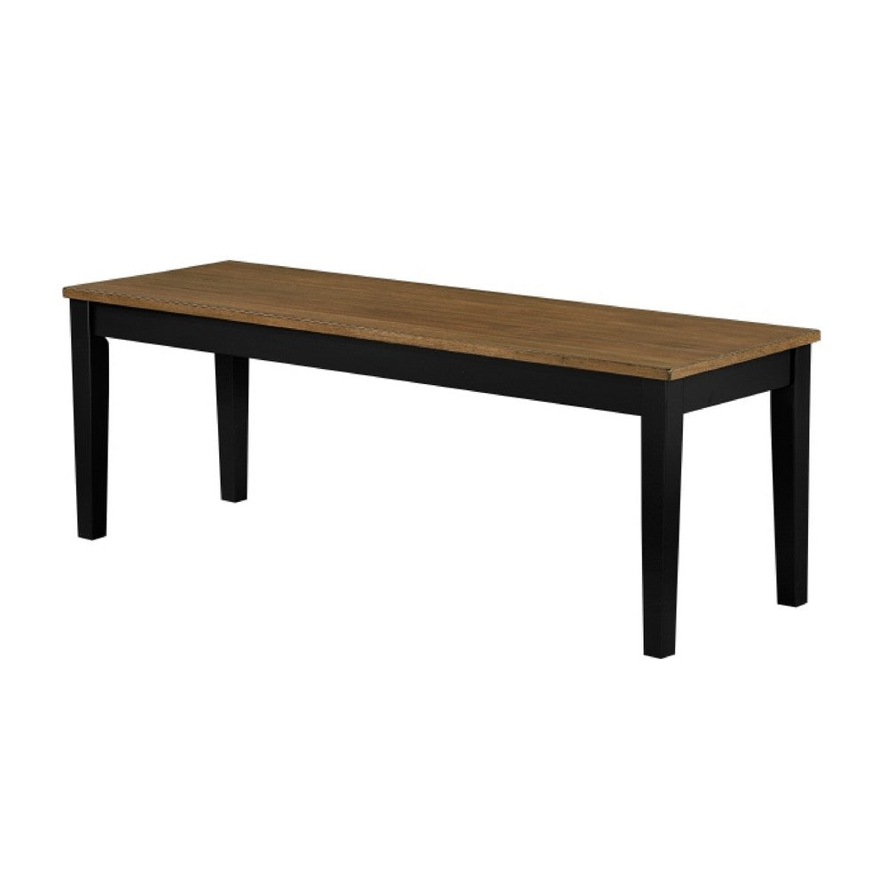 Teny Dining Bench, 48 Inch Wide Brown Seat, Black Wood Frame - BM351863