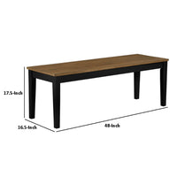 Teny Dining Bench, 48 Inch Wide Brown Seat, Black Wood Frame - BM351863