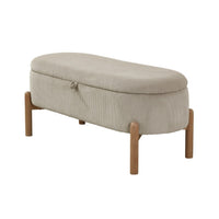 Mony Bench with Lift Top Storage, Taupe Corduroy, 43 Inch Brown Frame - BM351865