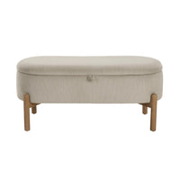 Mony Bench with Lift Top Storage, Taupe Corduroy, 43 Inch Brown Frame - BM351865