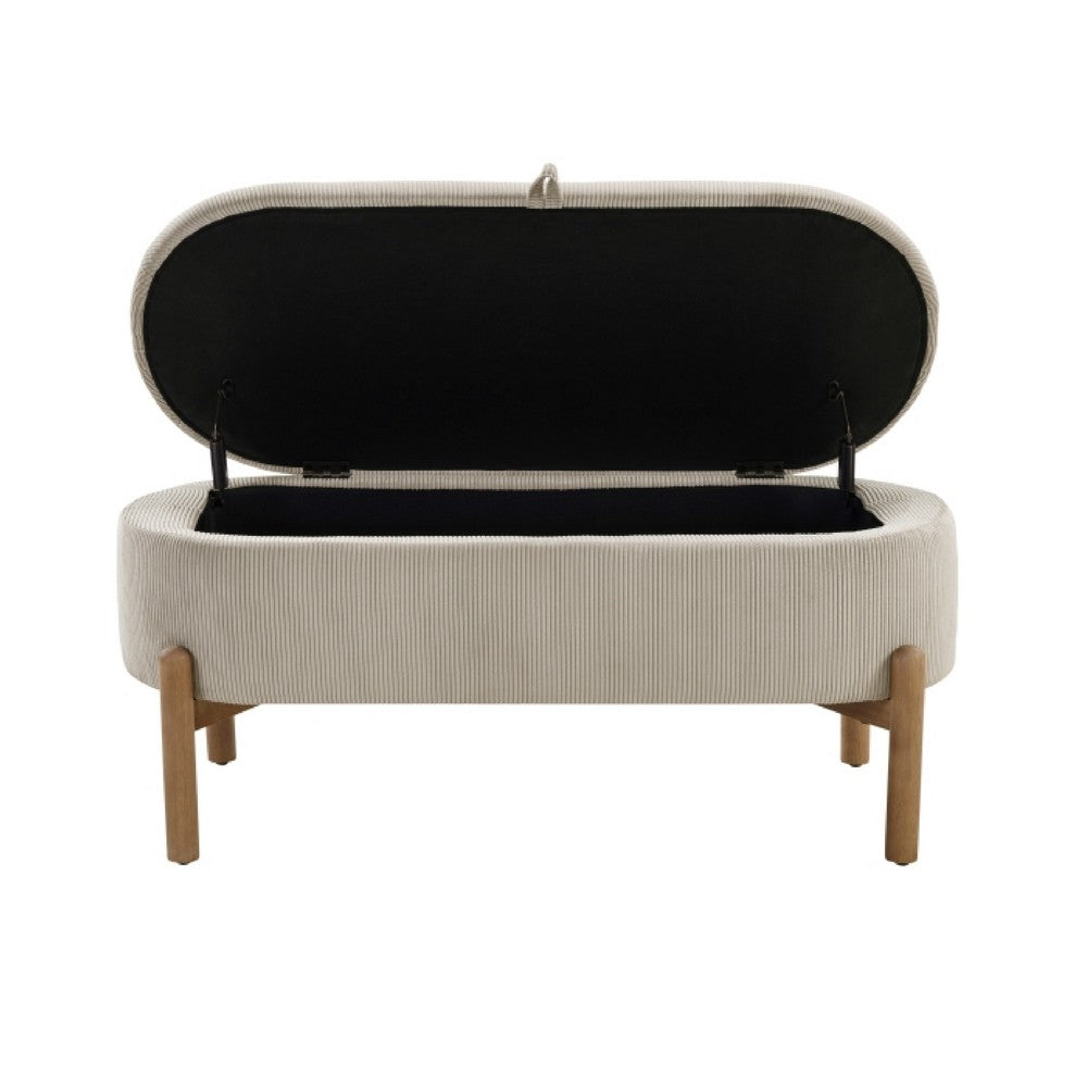 Mony Bench with Lift Top Storage, Taupe Corduroy, 43 Inch Brown Frame - BM351865
