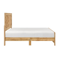Adia Queen Size Bed, Chevron Patterned Headboard, Natural Brown - BM351866
