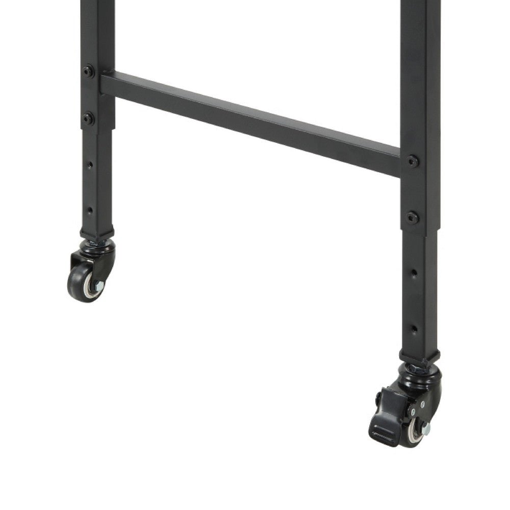 Sem Overbed Table, 72 Inch Rustic Brown Desk Top on Wheels, Black Metal - BM351870