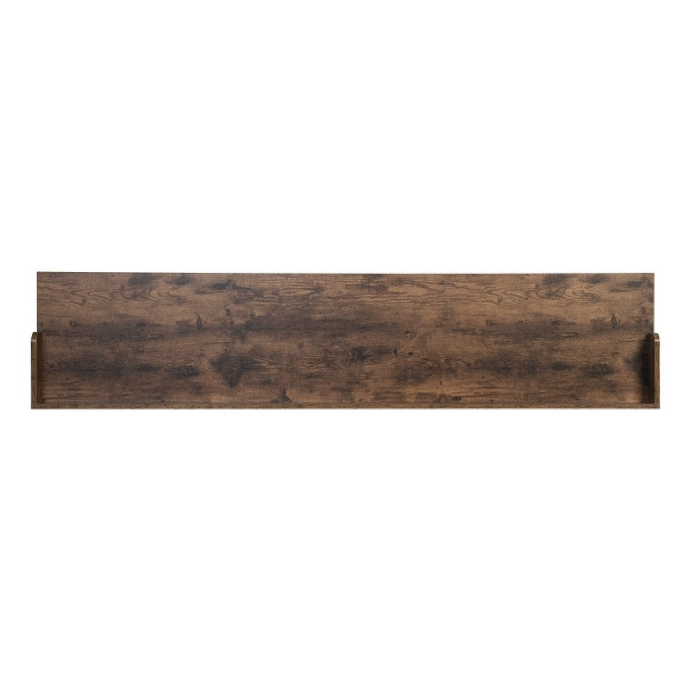 Sem Overbed Table, 72 Inch Rustic Brown Desk Top on Wheels, Black Metal - BM351870