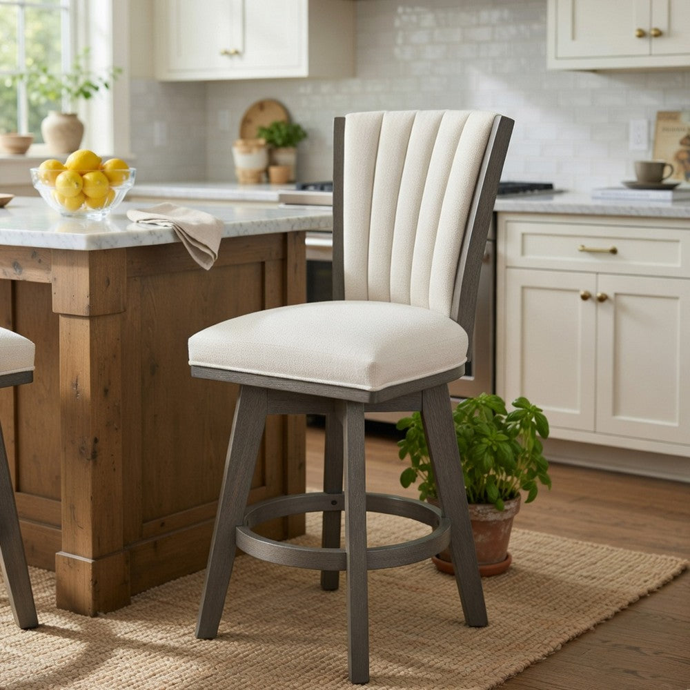 Core Swivel Counter Height Chair Set of 2, Gray Velvet Flared Back - BM351871