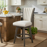Core Swivel Counter Height Chair Set of 2, Gray Velvet Flared Back - BM351871