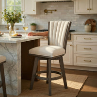 Core Swivel Counter Height Chair Set of 2, Gray Velvet Flared Back - BM351871