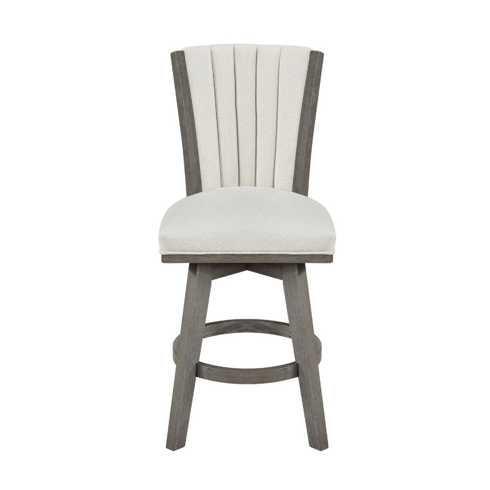 Core Swivel Pub Height Chair Bar Stool Set of 2, Gray Velvet Flared Back - BM351872