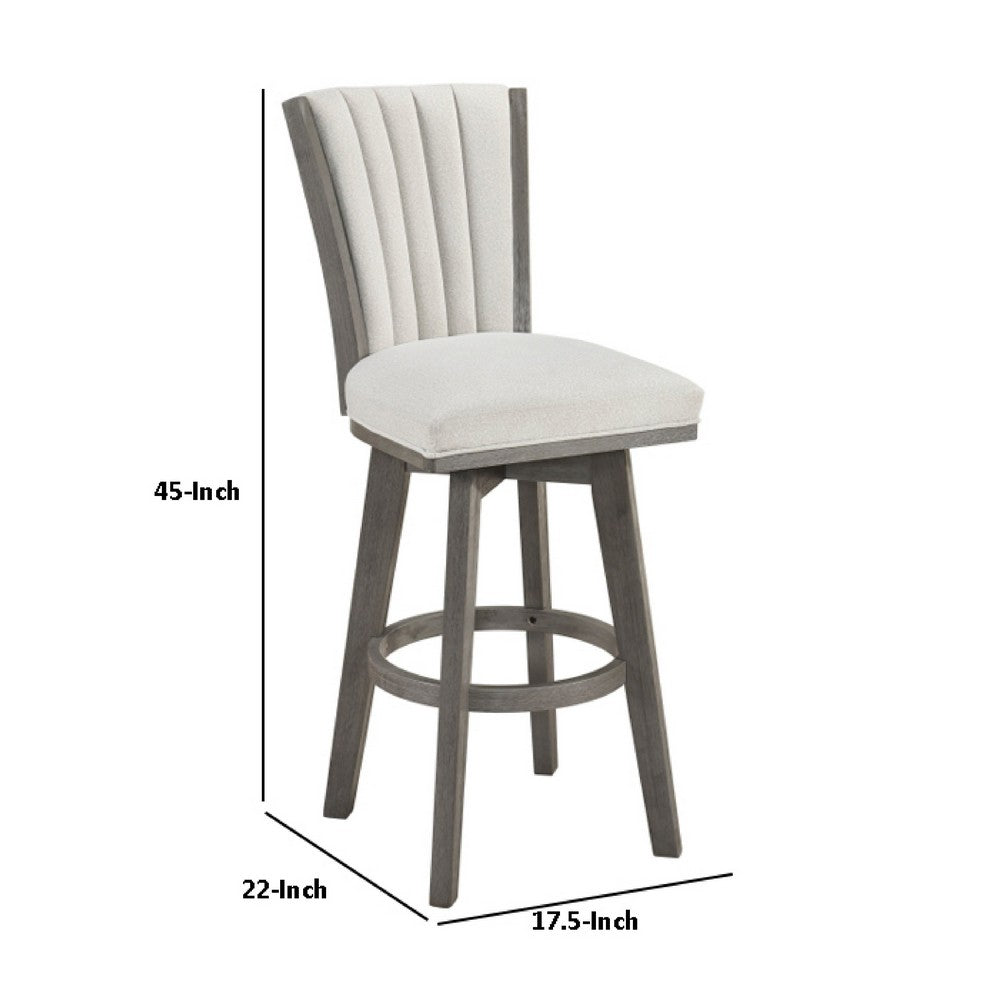 Core Swivel Pub Height Chair Bar Stool Set of 2, Gray Velvet Flared Back - BM351872