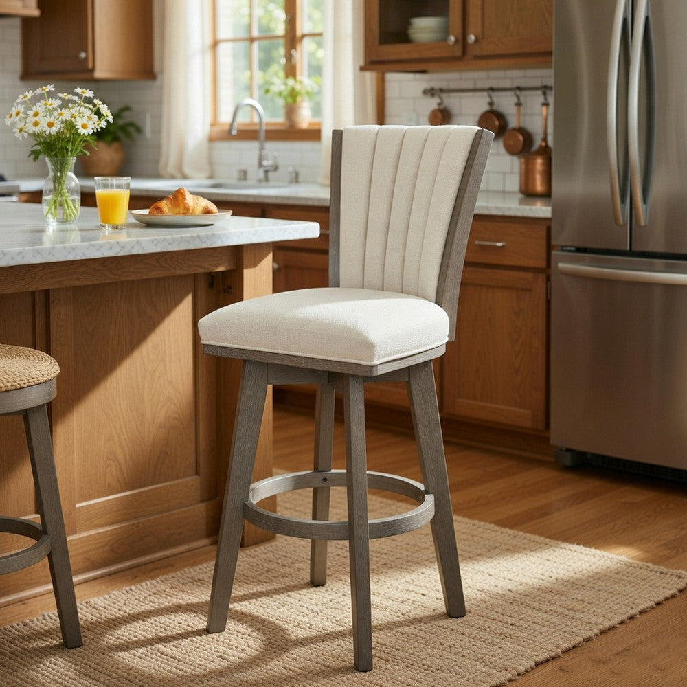 Core Swivel Pub Height Chair Bar Stool Set of 2, Gray Velvet Flared Back - BM351872