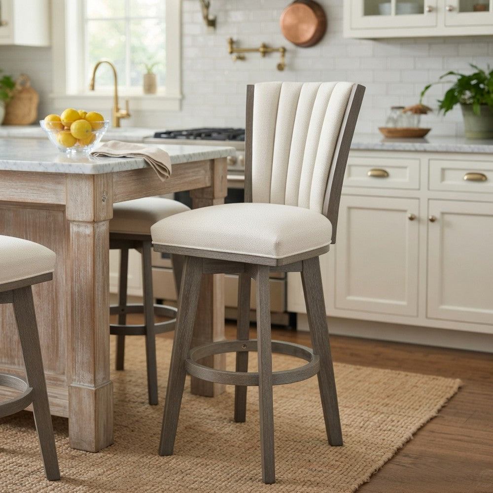 Core Swivel Pub Height Chair Bar Stool Set of 2, Gray Velvet Flared Back - BM351872