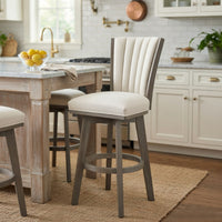 Core Swivel Pub Height Chair Bar Stool Set of 2, Gray Velvet Flared Back - BM351872