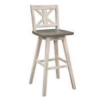 Ati Swivel Pub Height Chair Bar Stool Set of 2, Distressed Gray, White - BM351873