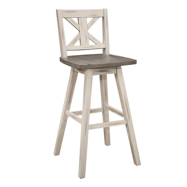 Ati Swivel Pub Height Chair Bar Stool Set of 2, Distressed Gray, White - BM351873
