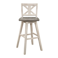 Ati Swivel Pub Height Chair Bar Stool Set of 2, Distressed Gray, White - BM351873