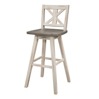 Ati Swivel Pub Height Chair Bar Stool Set of 2, Distressed Gray, White - BM351873