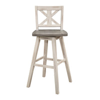 Ati Swivel Pub Height Chair Bar Stool Set of 2, Distressed Gray, White - BM351873