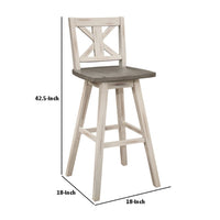 Ati Swivel Pub Height Chair Bar Stool Set of 2, Distressed Gray, White - BM351873