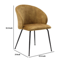 Salie Dining Chair Set of 2, Curved Back, Mustard Yellow Velvet, Black - BM351874