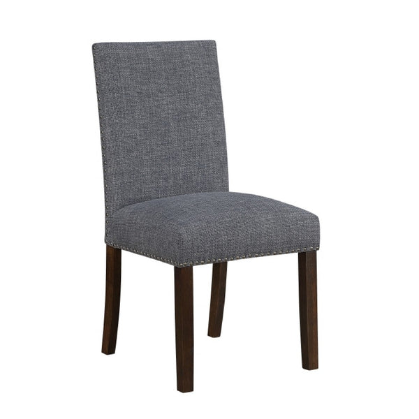 Keya Dining Side Chair Set of 2, Gray Polyester, Wire Brushed Brown - BM351875