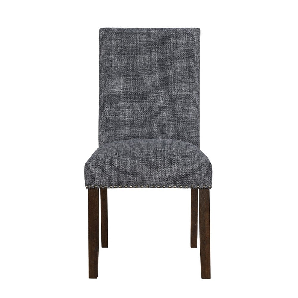 Keya Dining Side Chair Set of 2, Gray Polyester, Wire Brushed Brown - BM351875