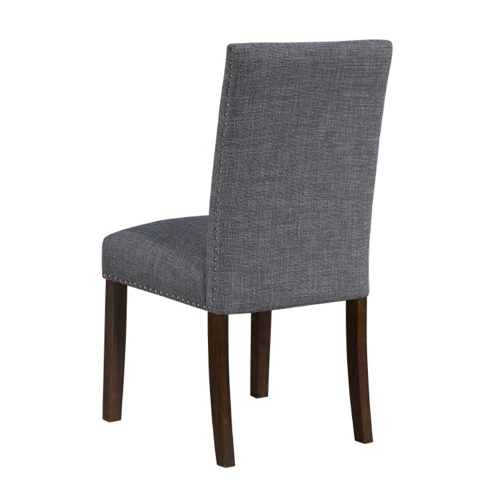 Keya Dining Side Chair Set of 2, Gray Polyester, Wire Brushed Brown - BM351875