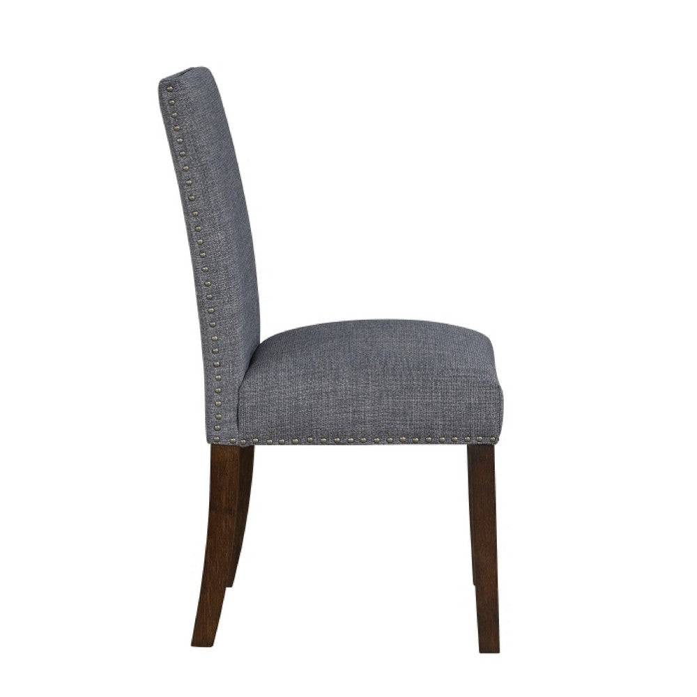 Keya Dining Side Chair Set of 2, Gray Polyester, Wire Brushed Brown - BM351875