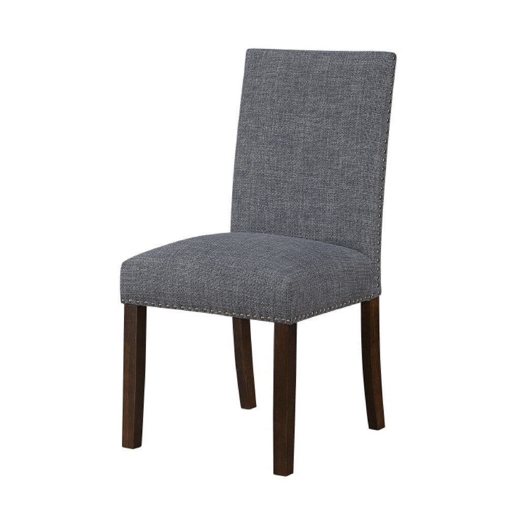 Keya Dining Side Chair Set of 2, Gray Polyester, Wire Brushed Brown - BM351875