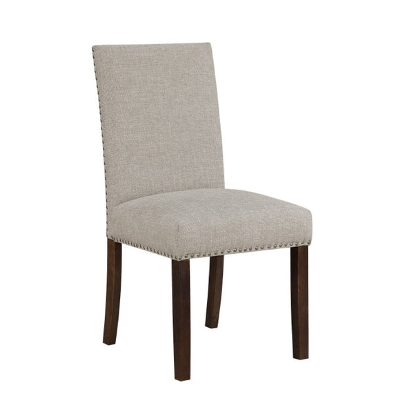 Keya Dining Side Chair Set of 2, Taupe Polyester, Wire Brushed Brown - BM351876