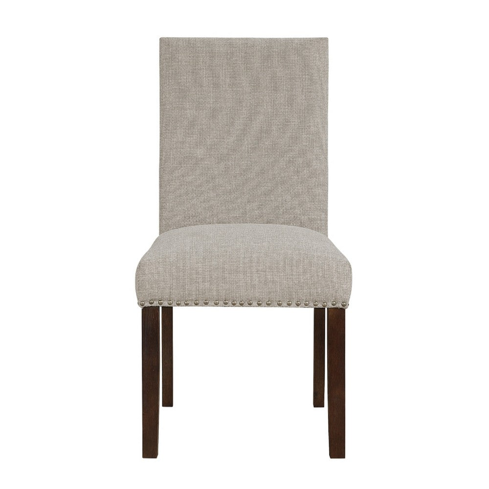 Keya Dining Side Chair Set of 2, Taupe Polyester, Wire Brushed Brown - BM351876