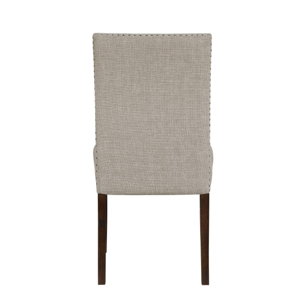 Keya Dining Side Chair Set of 2, Taupe Polyester, Wire Brushed Brown - BM351876