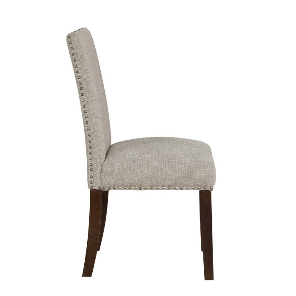 Keya Dining Side Chair Set of 2, Taupe Polyester, Wire Brushed Brown - BM351876