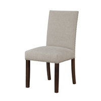 Keya Dining Side Chair Set of 2, Taupe Polyester, Wire Brushed Brown - BM351876