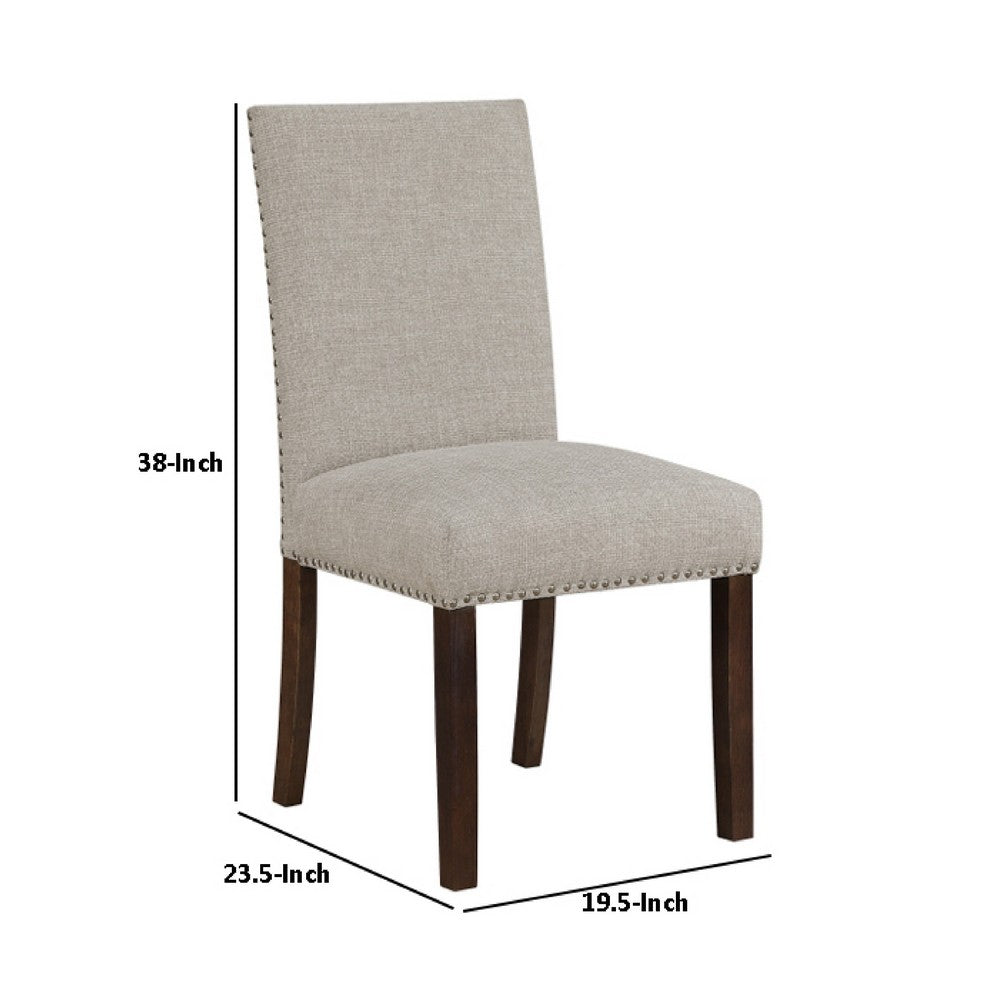 Keya Dining Side Chair Set of 2, Taupe Polyester, Wire Brushed Brown - BM351876