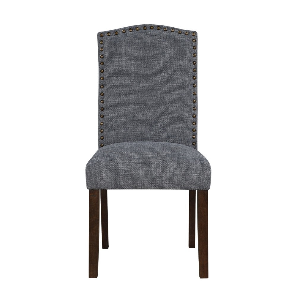 Keya Dining Side Chair Set of 2, Gray Polyester, Wire Brushed Brown - BM351877
