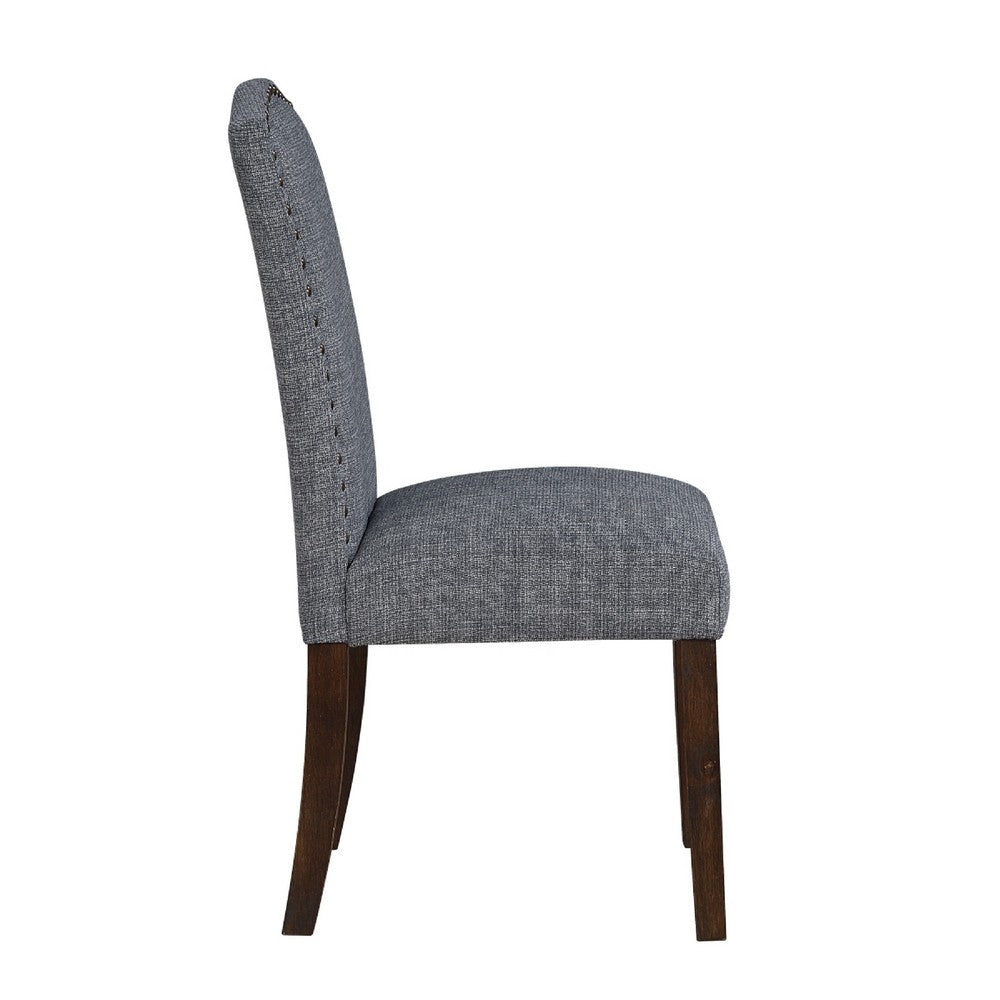 Keya Dining Side Chair Set of 2, Gray Polyester, Wire Brushed Brown - BM351877