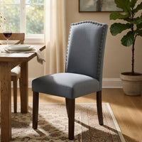 Keya Dining Side Chair Set of 2, Gray Polyester, Wire Brushed Brown - BM351877