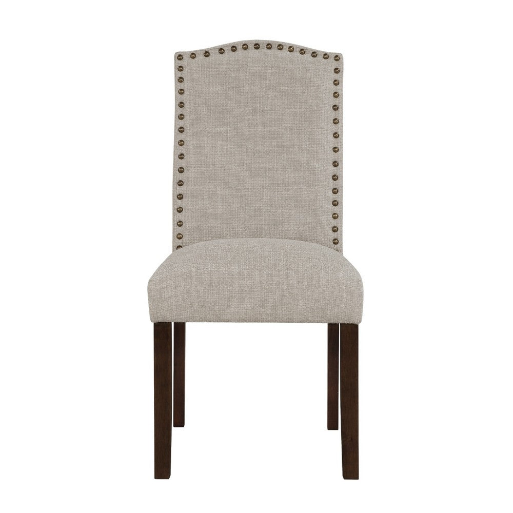 Keya Dining Side Chair Set of 2, Taupe Polyester, Wire Brushed Brown - BM351878