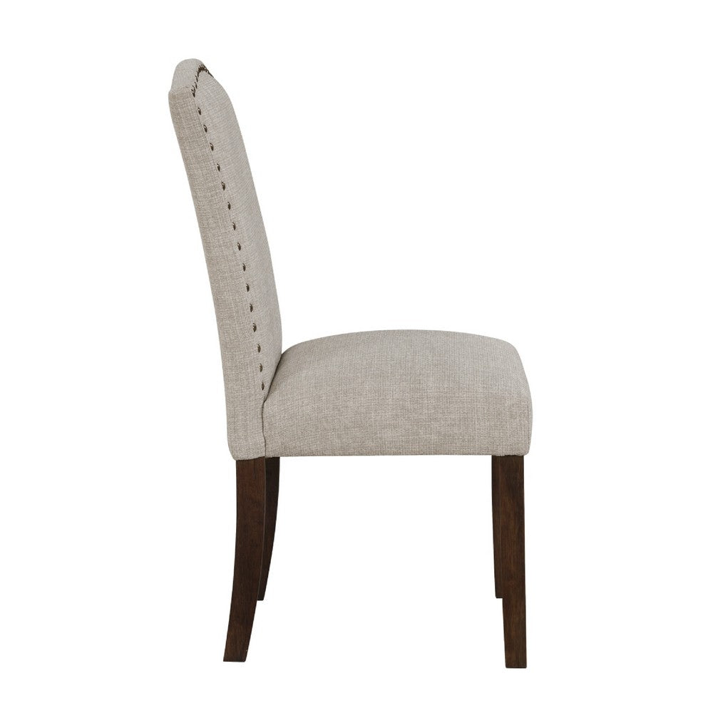 Keya Dining Side Chair Set of 2, Taupe Polyester, Wire Brushed Brown - BM351878