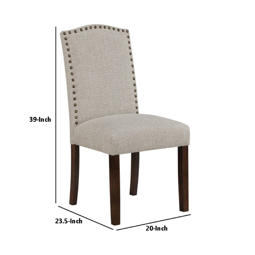 Keya Dining Side Chair Set of 2, Taupe Polyester, Wire Brushed Brown - BM351878