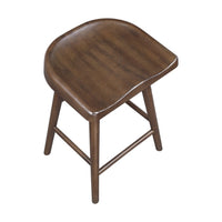 Vira 24 Inch Counter Height Stool Set of 2, Saddle Seat, Brown Wood - BM351879